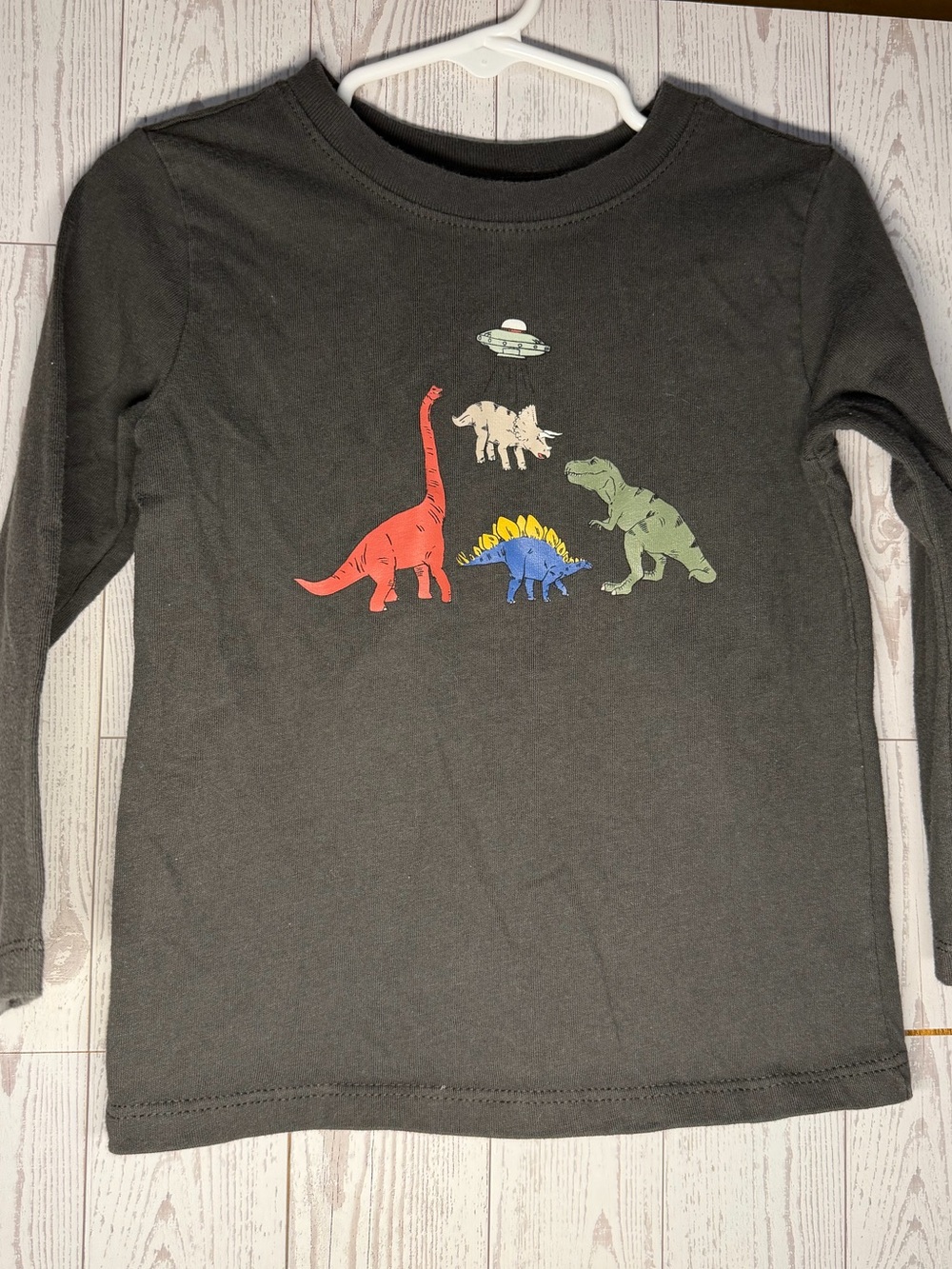 Garanimals Charcoal Long Sleeve Tee with Colorful Dinosaur Prints